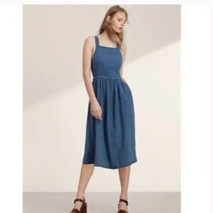 Aritzia Wilfred Women's Size 2 Blue Hymne Denim Dress Linen Blend